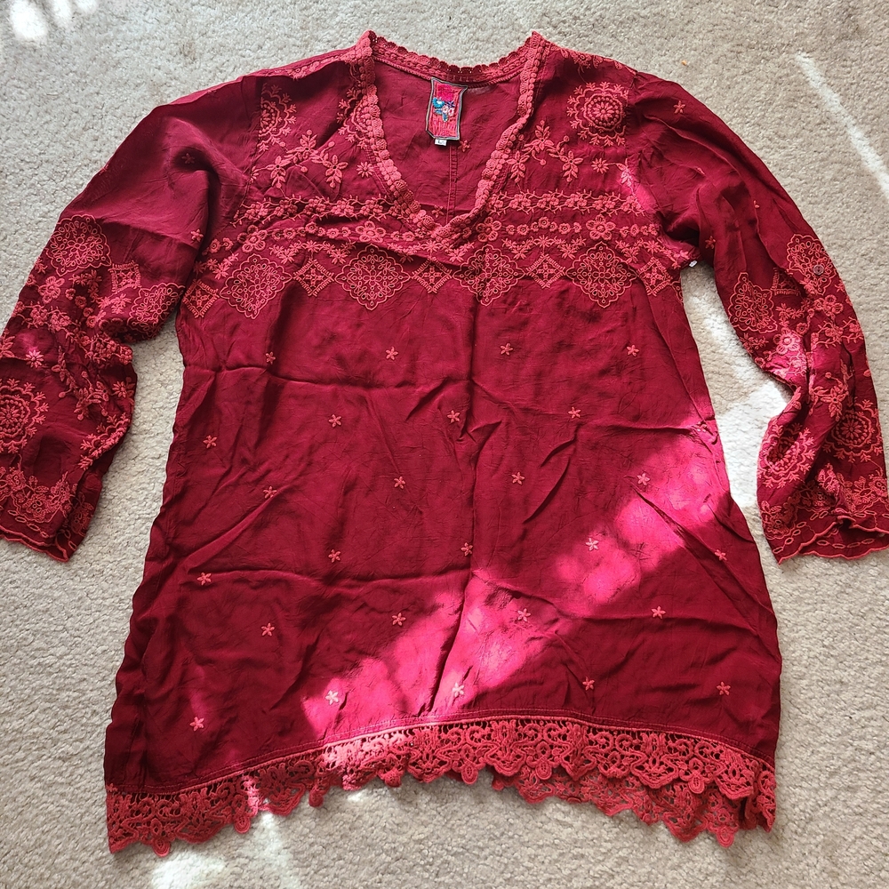 JOHNNY WAS EMBELLISHED BLOUSE